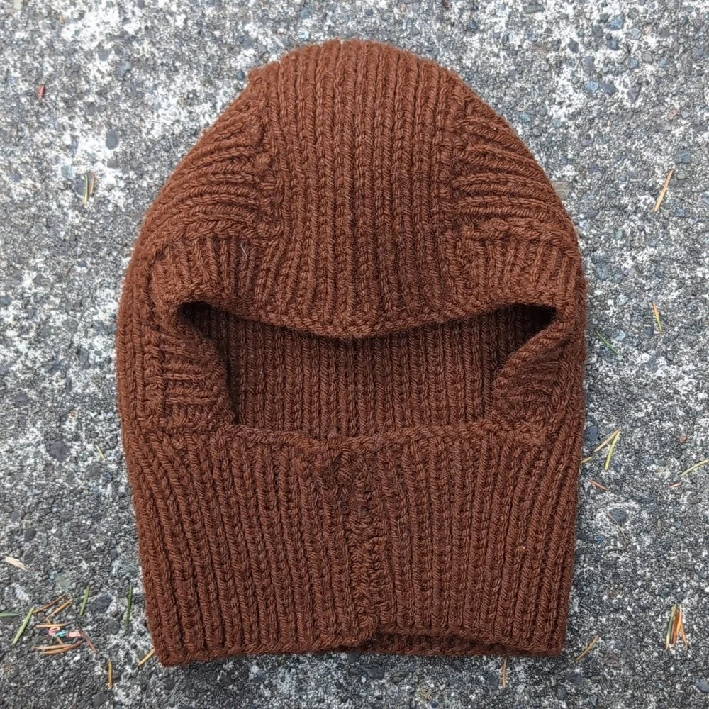 Hand Knit Balaclava In Brown